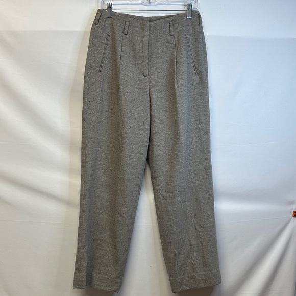 DKNY Gray Wool Blend Lined Pleated Trouser Pants 8 - Picture 1 of 6
